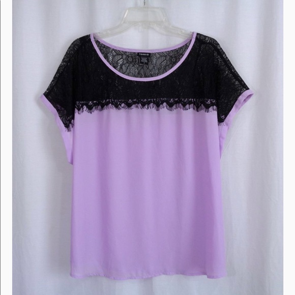 torrid Tops - TORRID Purple & Black a Lace Tee Plus 18